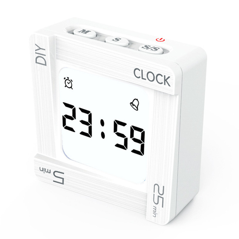 Digital Timer Shaking Digital Alarm Minute Time Manage Device Meeting Kitchen Timer DIY Multifunction Daily Clocks: White Digital Timer