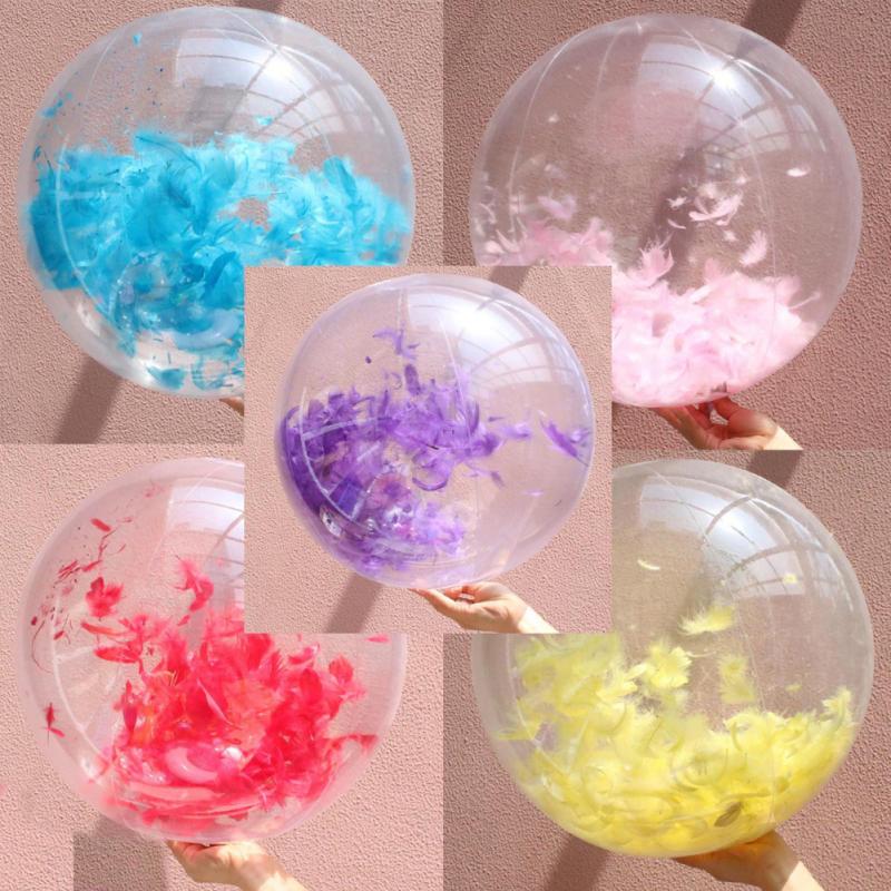 Glitter Beach Ball Super Transparent PVC Ball Photo Water Toy Inflatable Props for Kids Adults Summer Outdoor Water Fun toys