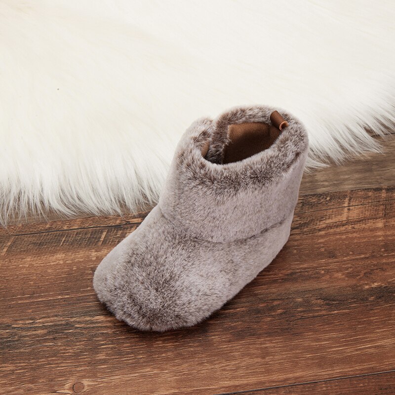 Winter Baby Laarzen Voor Meisjes Jongens Fuzzy Babyschoenen Effen Kleur Anti-Slip Zool Dikke Warme Schoenen Midden buis Snowboots