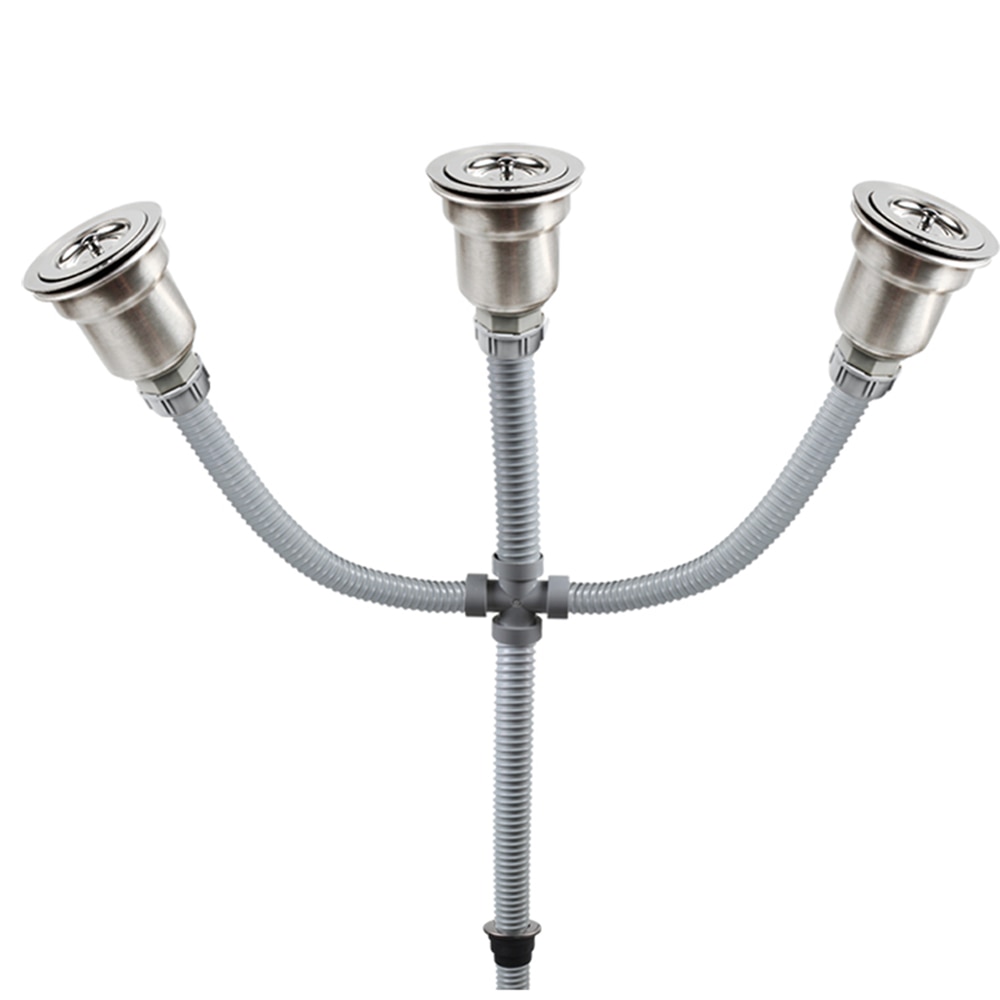Talea Triple sink basin drain waste kit 110mm sink drain strainer with steel wire hoses kitchen sink drainage system Z3009C001