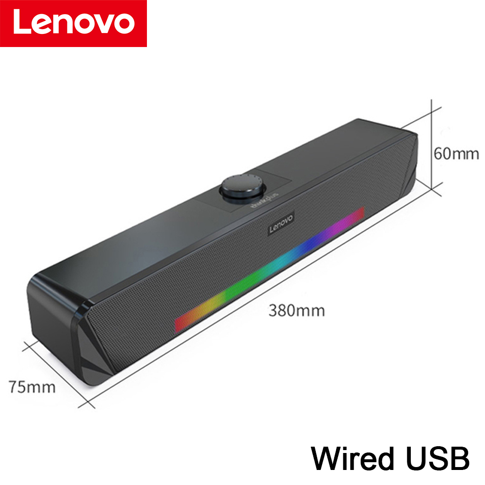 Lenovo TS33 Wireless Bluetooth5.0 RGB Speaker 360 Home Movie Surround Sound Bar Wired Audio Speaker For Desk Computer: Wired version