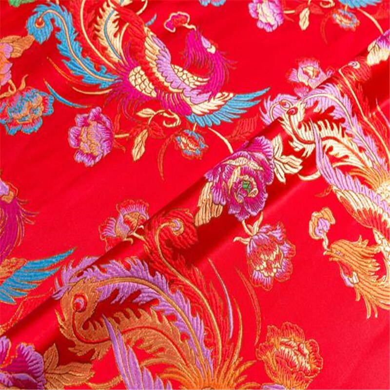 75x100cm The Male Phoenix Pursui Jacquard Pattern Brocade Polyester Fabric for Women Cheongsam