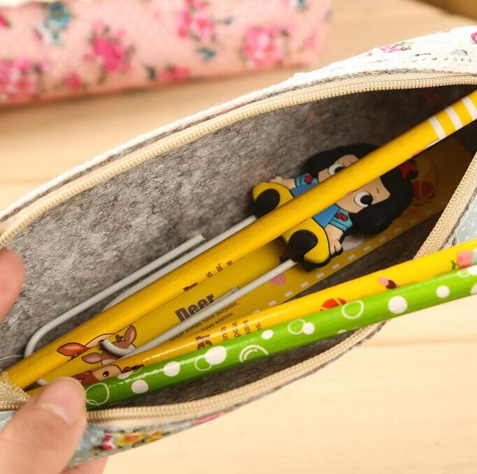 1 Stks/partij Mini Retro Bloem Bloemen Lace Etui Pen Zak Multifunctionele Rits Potlood Houder Tas briefpapier