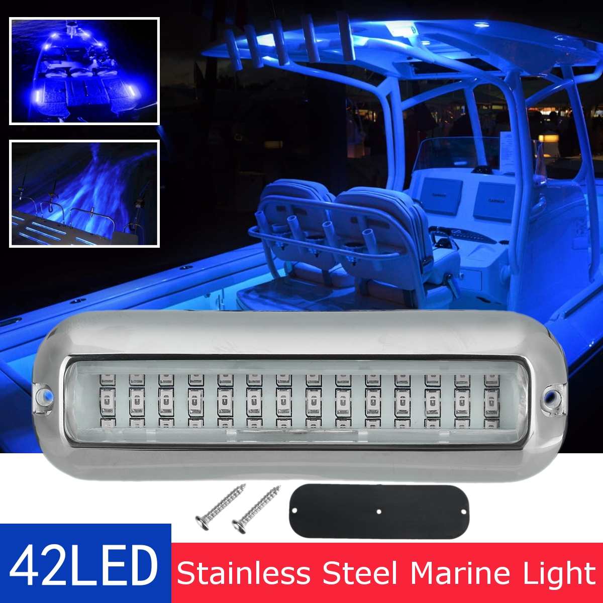2PCS 42 LED Underwater Fishing Light 12V Boat Transom Night Light Water Landscape Lighting For Marine Boat Accessories Marine