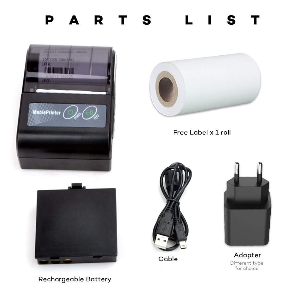 Mini Wireless Receipt Bluetooth Thermal Label Printer C58A-203 Smart Phone Control Home Offic Use