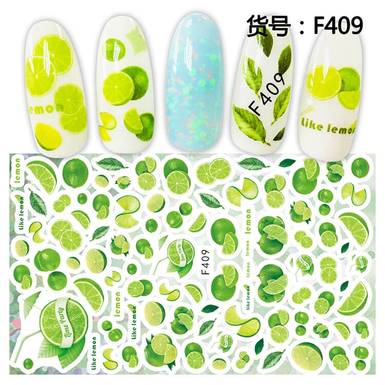 3D Nagel Aufkleber Abziehbilder Cyan Zitrone Obst Nail art Dekorationen Aufkleber Sliders Maniküre Zubehör Nägel Decoraciones