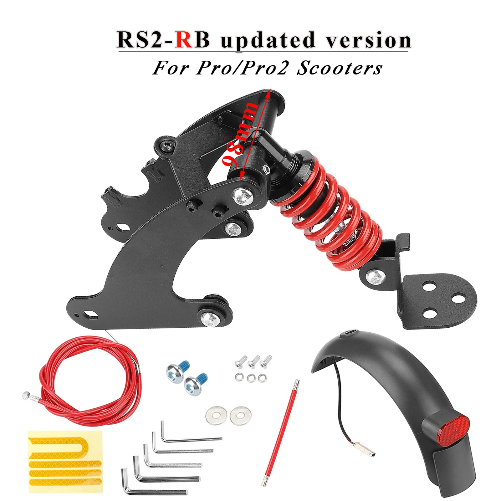Scooteraccessoires, achtervering voor elektrische scooters, achtervering voor xiaomi  m365 pro pro 2 elektrische scooters: Rs2 rode voor pro pro 2