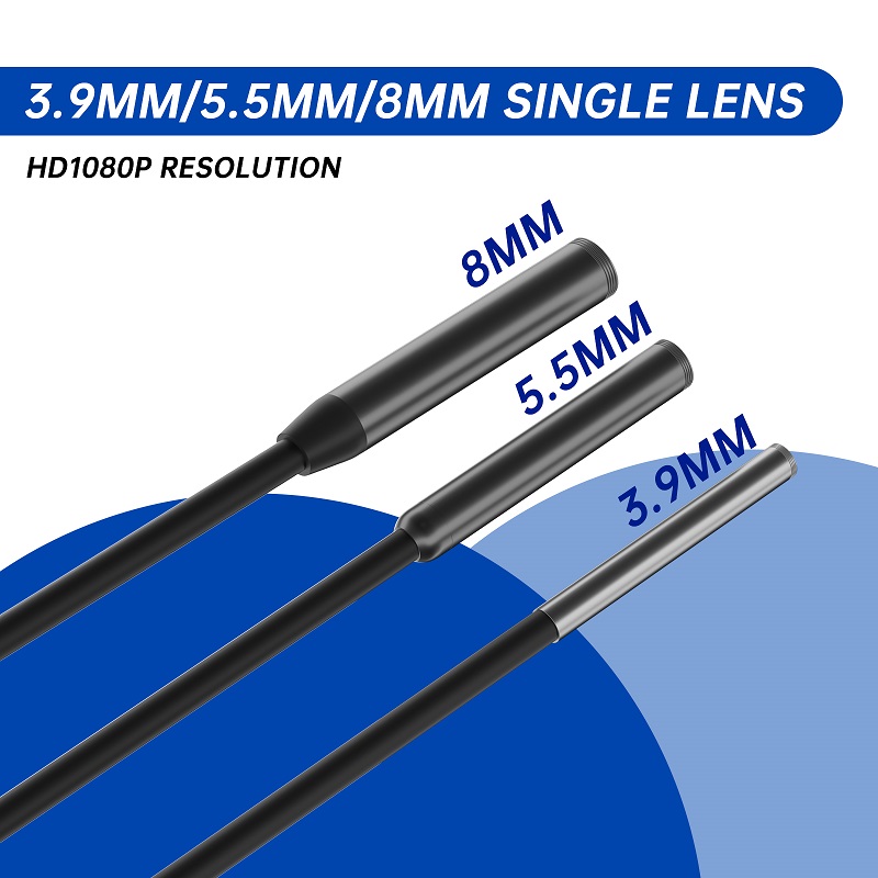VISHRT Alleen endoscoopcamerakabel Enkele dubbele drievoudige lens 8 mm/5,5 mm/3,9 mm Alleen stijve kabel Camerakabel zonder schermmonitor