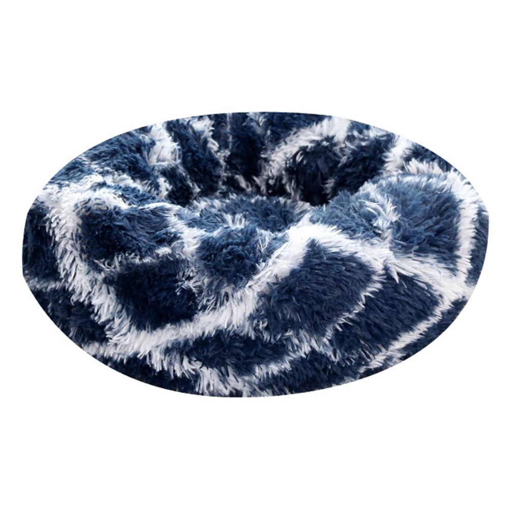 Pet Nest Warm Soft Plush Sleeping Bed Pad Non-slip Breathable Dog Cat House Kennel Washable Cushion Blanket for Small Animals: Dark Blue / 80CM