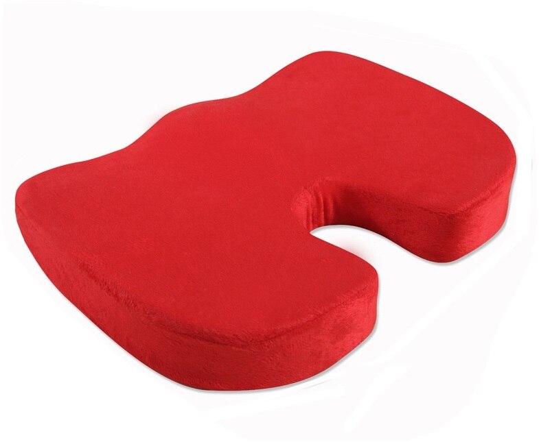 Sædehynde til kontorstol  - 100%  hukommelsesskum lændesmerter - kontureret holdningskorrigerer til bil, kørestol: Rød