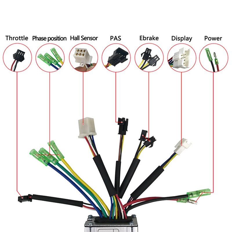 36V/48V 250W 15A Elektrische Fiets Sinus Controller Met Kt LED880 Display &amp; Duim Throttle en Sensor Ebike Accessorie