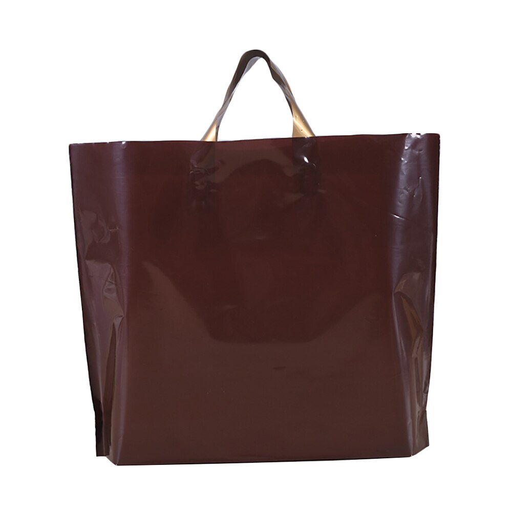 5Pcs Plastic Merchandise Bags With Handles Retail Clothing Shopping Bags Reusable Bags Boutique Bags Take Out Bags: Brown