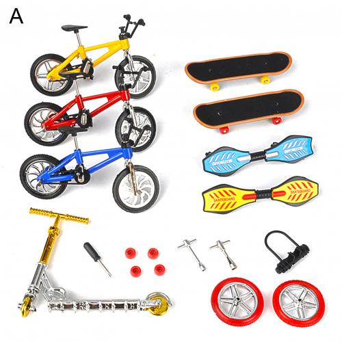 Kids Mini Toets Fiets Scooter Skateboard Vitaliteit Board Vinger Speelgoed Set: A
