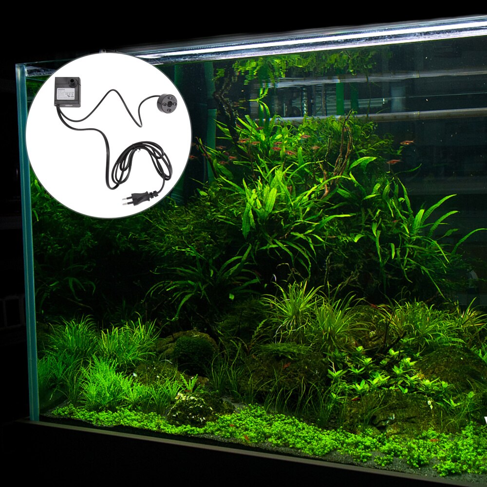 5W Aquarium Circulation Submersible Pump Fish Tank Mini Pump with 4 LED Light with US Plug Black: Black 1