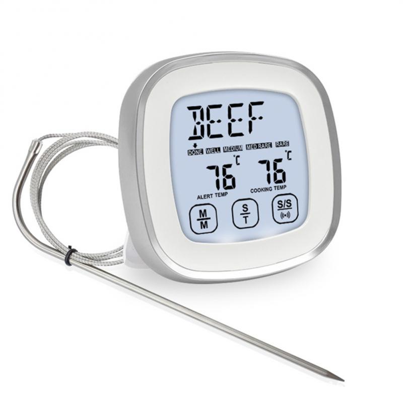 Termómetro de acero inoxidable para horno, medidor de temperatura con pantalla LCD, herramienta de cocina para alimentos y carne, higrómetro, 0 ℃ ~ 250 ℃: 03