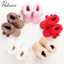 Baby Winter Warme Stiefel Nette Baby Mädchen Schuhe Kleinkind Weiche Sohle Schnee Stiefel Fuzzy Bälle Herzen Drucken Nette Prewalker 0-18M