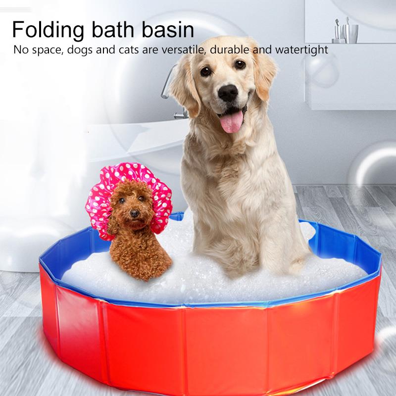 PVC Pet Bathtub Folding Basin Dogs Cats Puppy Kitten Shower Swimming Pool House Bed Strong Bathing Washing
