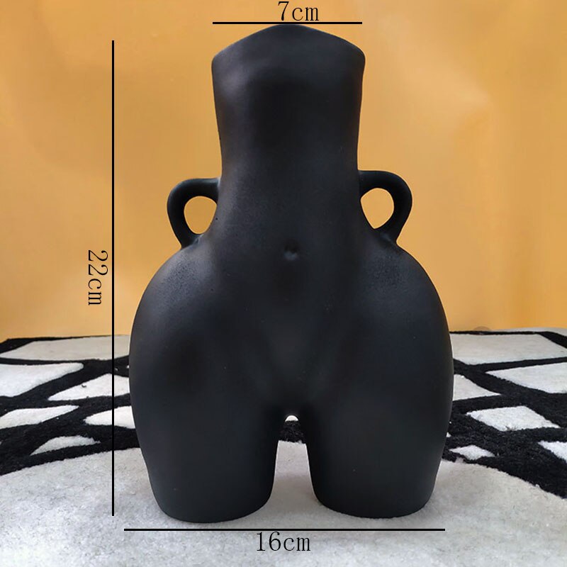 Corps Art buste Statue Vase de table bout à bout fleur Pot fleur Arrangement ornements résine Vases décoration de la maison accessoires moderne: black