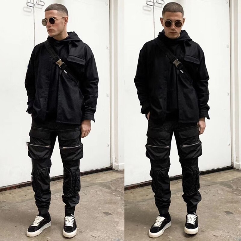 Mehrere Taschen Hüfte hüpfen Radfahrer Ladung Hosen Männer Hübscher Streetwear Funktion Jogger Hosen Klettverschluss Verschluss Hosen für Männer