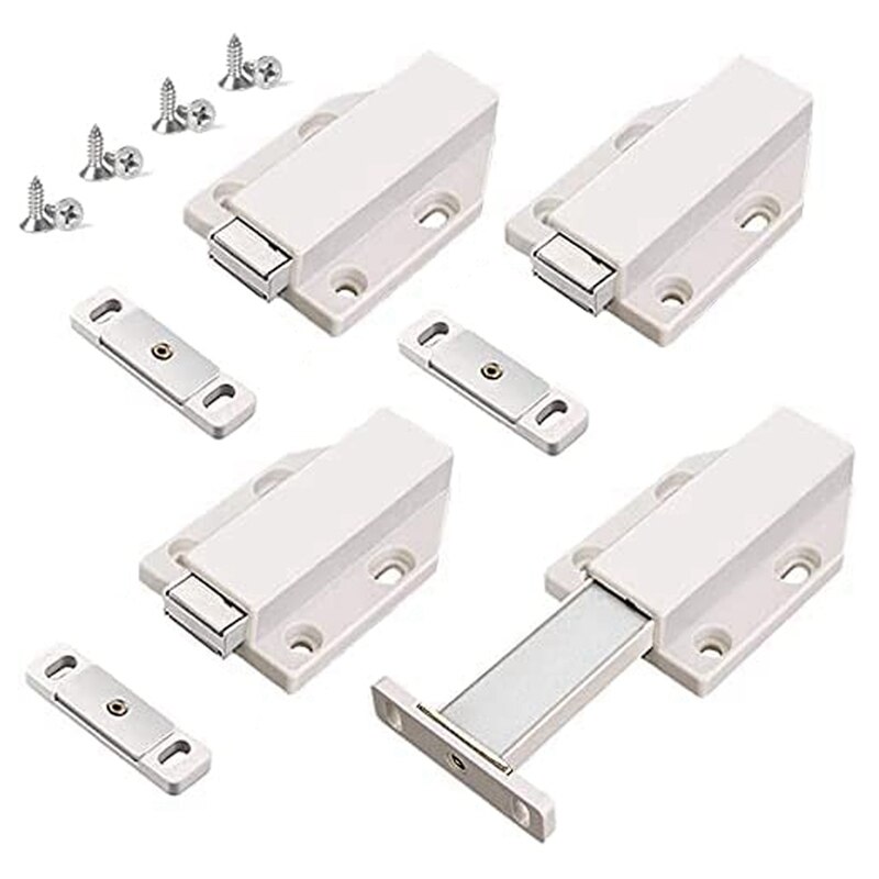 Push Latch Heavy Duty 4 Pack Push To Open Cabinet Hardware Magnetic Contact Latches For Large Door Push: Chrome