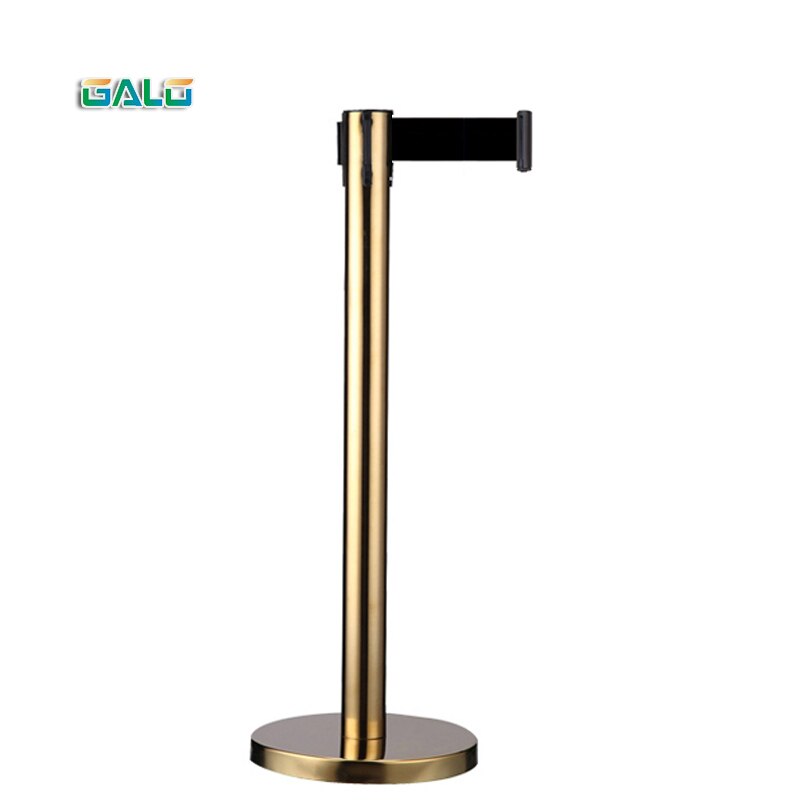 Golden pillar Retractable Belt Queue Line Stand Rope Barrier Crowd Control Stanchion Multiple color belts are optional: Black