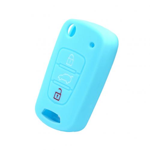 Siliconen autosleutel flipcover hoesje afstandsbediening beschermhoesje voor hyundai  i30 i35: Hemelsblauw