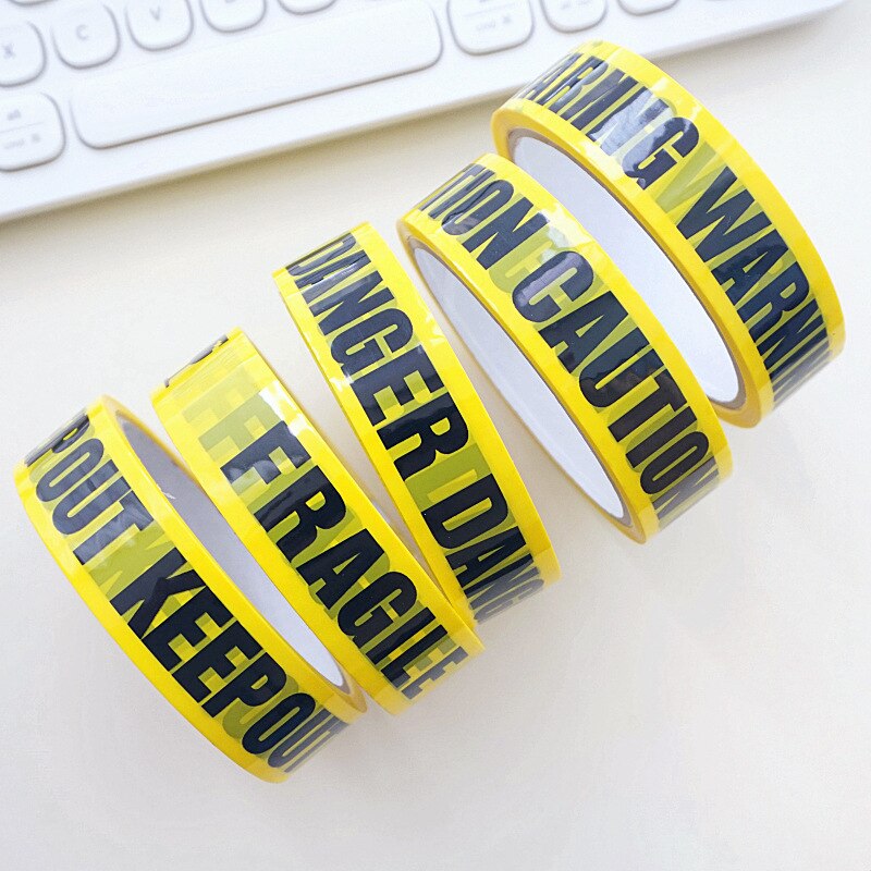 2.4cm X 25M Warning Tape Black Yellow Bottom Safety Tape Identification Labor Protection Self-adhesive Warning Tape