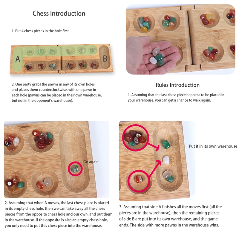 Mancala Afrikaanse Gem Schaken Klassieke Strategie Puzzel Speelgoed Party Game Vouwen Schaakbord Kinderen Educatief Logisch Denken Speelgoed