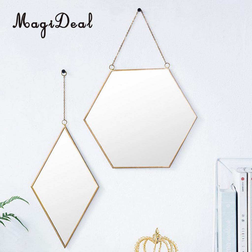 MagiDeal Wrough Iron Golden Frame Mirror Vanity Make Up Mirror Wall Mirror for Bathroom Entryways Washrooms Living Rooms