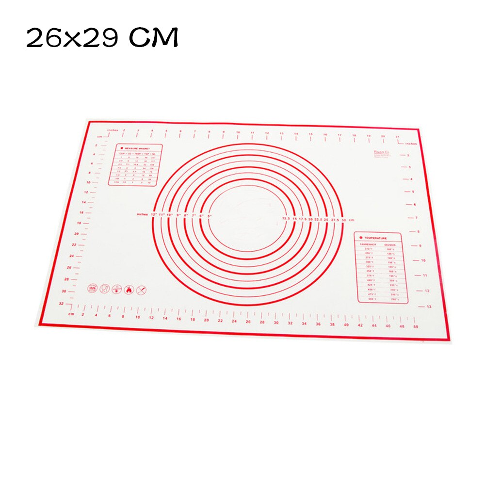 26-80cm non-stick silikon bakmatta pad bakplåt glasfiber rullande deg matta kaka macaron bakmatta bakverk verktyg: Röd 26 x 29
