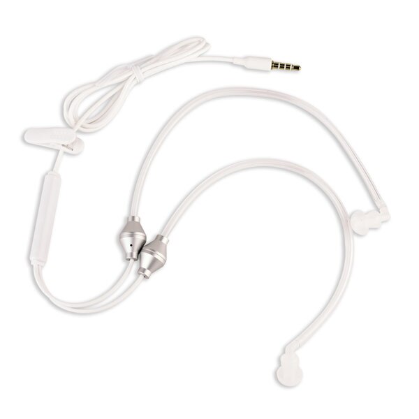 3,5mm Multifunktionale Anti-Radiation Luftkanal Hörer Headset für Alle 3,5mm Handys Anrufe Empfangen: Double White