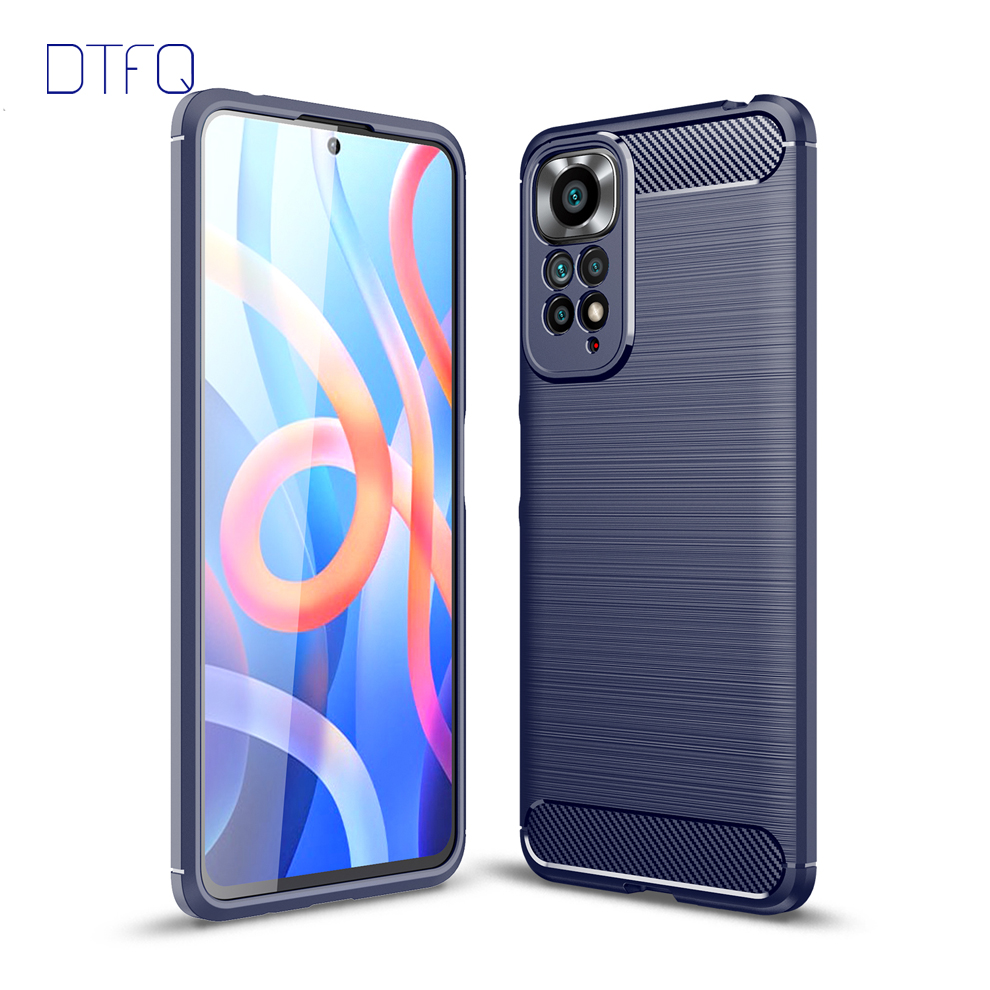 Para redmi nota 11 caso escovado capa macia para xiaomi redmi nota 11 global funda à prova de choque silicone caso para redmi nota 11s: Redmi Note 11S / Navy Blue