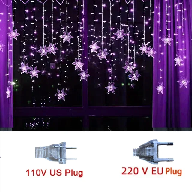 3,5 m Weihnachten Schneeflocke führte Lichterketten blinkende Lichterketten Vorhang Lichter Phantasie Party Neujahr Dekoration