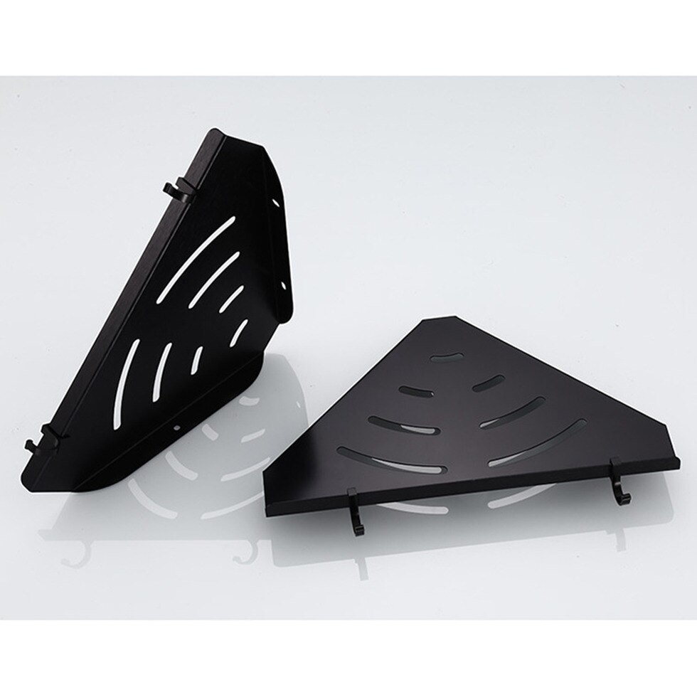 Black Bath Shower Caddy Triangle Shelf Wall Mount Space Aluminum Selves Adhesive No Damage Wall floating Rack etagere bain mural
