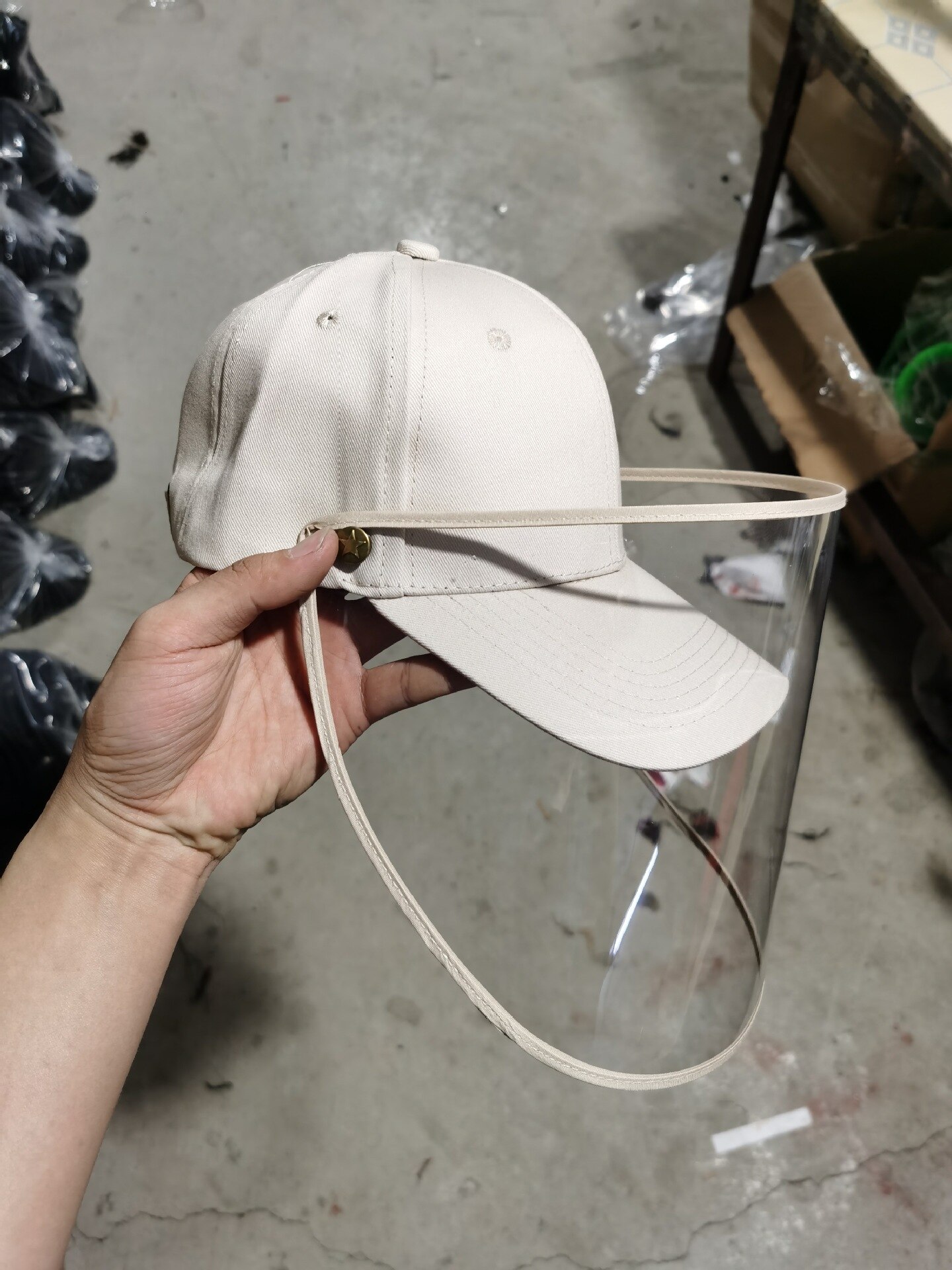 Multi-function Protective Cap Adjustable Protective Hat Eye Protection Anti Fog Windproof Hat Anti Saliva Face Cover Cap: Khaki