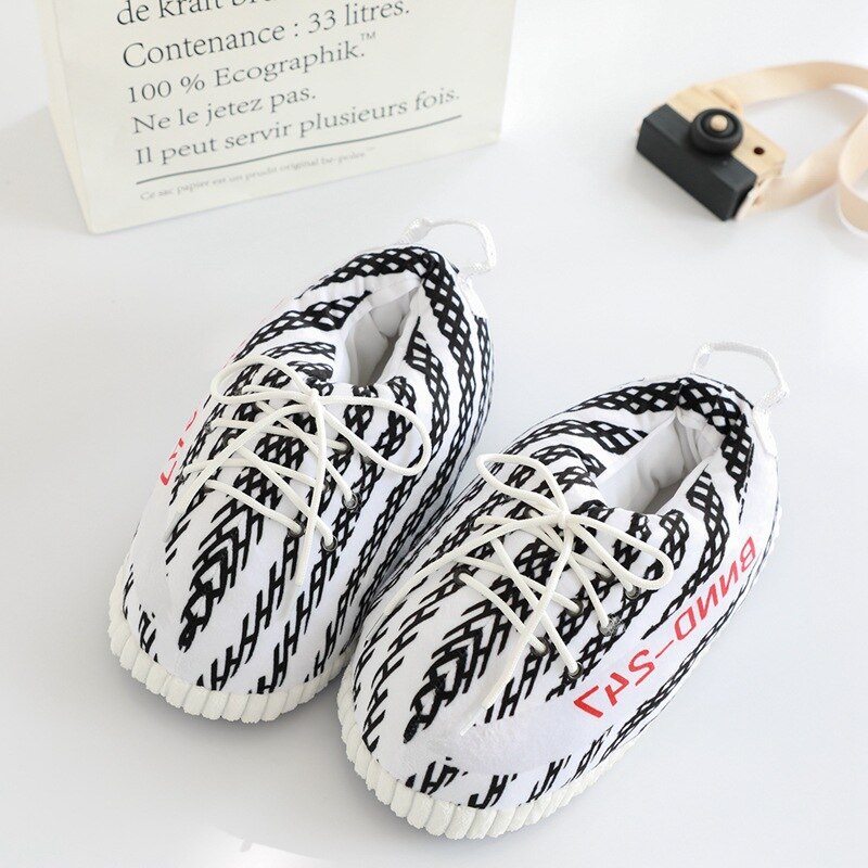 Män tofflor män vinter tofflor skum sneakers vinter varma skor bröd feta tofflor söta rutschbanor älskares rutschkanor glider på: Vit / 8