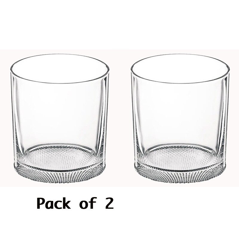 2/4 Pieces 400ML Grid Pattern Old Fashioned Glass Whisky Glass Set of 2/4: Pack of 2