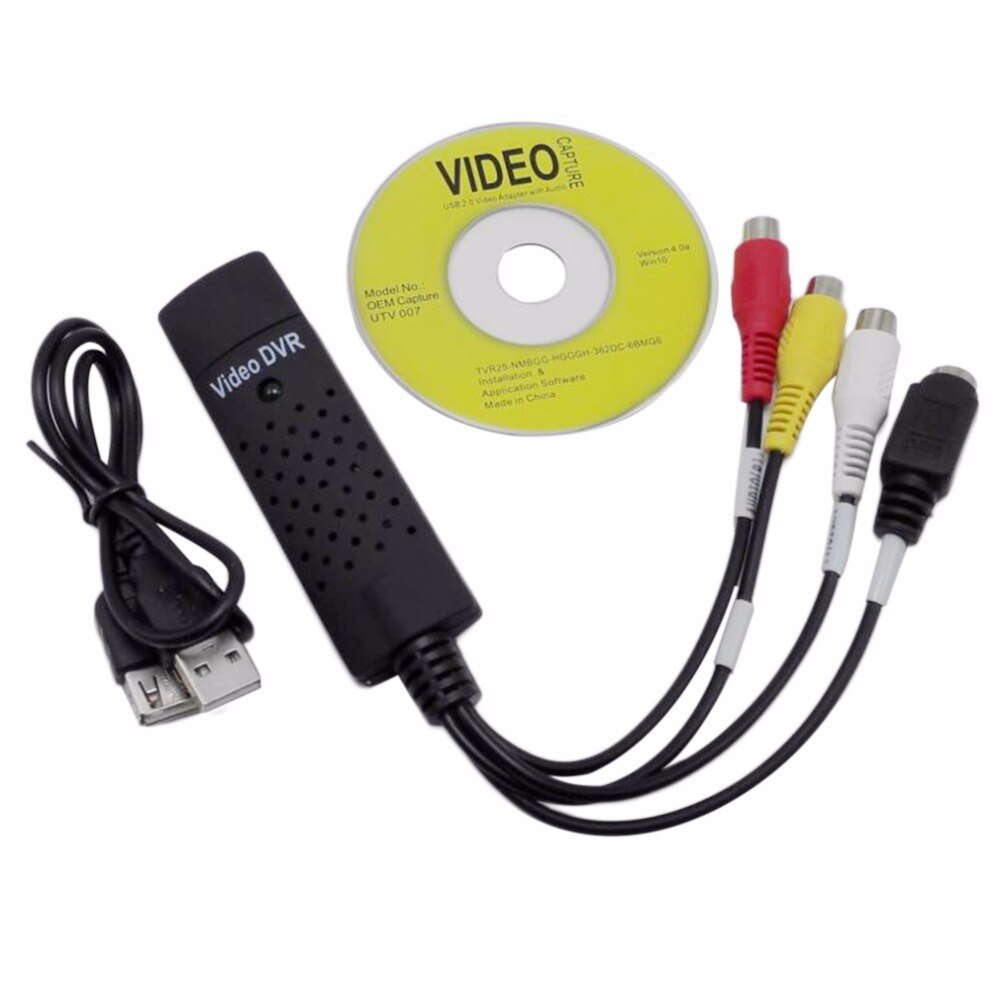Dispositivo de captura de Video USB portátil, USB 2,0, adaptador de captura de vídeo, TV, DVD, VHS, DVR, tapa más fácil, compatible con Win7/8/10/XP/Vista