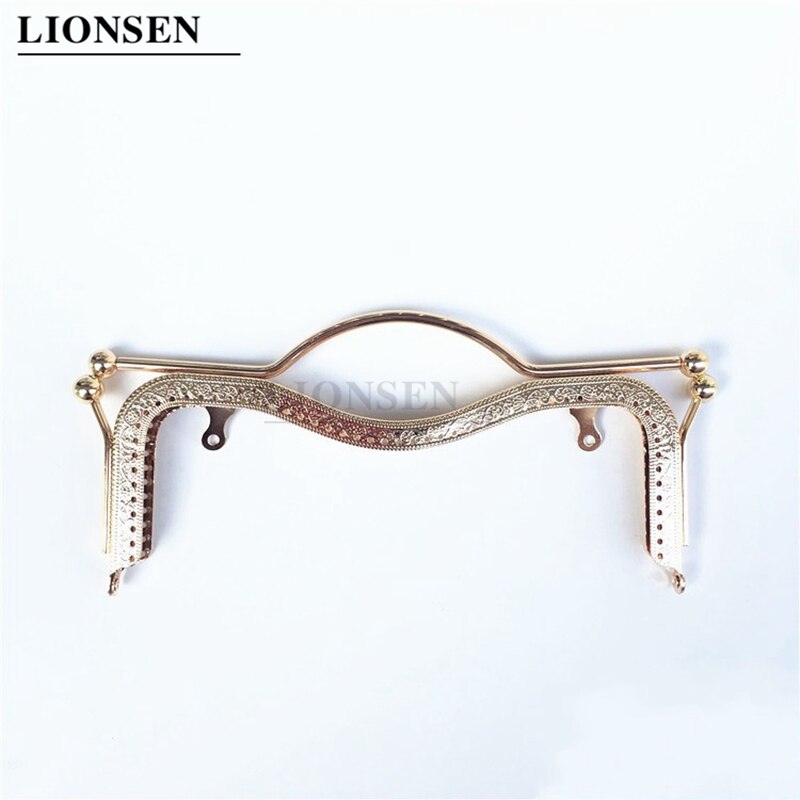 LIONSEN 20.5CM Lip-shaped Metal Purse Frame Handle Clutch Bag Accessories Kiss Clasp Lock Bronze Embossing HandBag Hardware