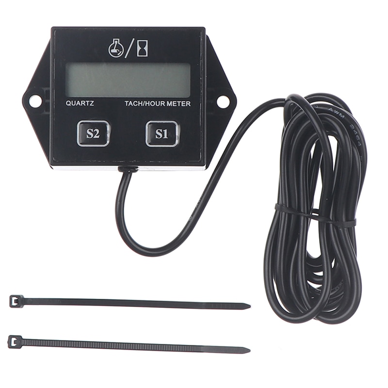 1 Pcs Digital Tach Hour Meter Tachometer Waterproof Digital Motor Timers Hour Meter Tachometer Gauge Engine LCD Display