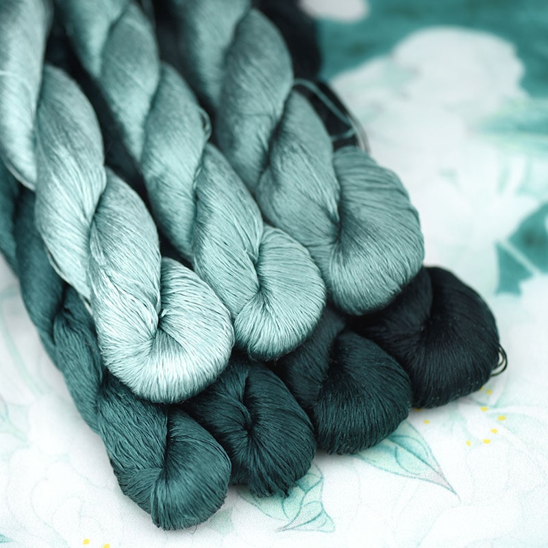 silk embroidery thread / 100% silk thread /hand embroidery embroider cross stitch/mineral green/7 gradient color: 7 colors