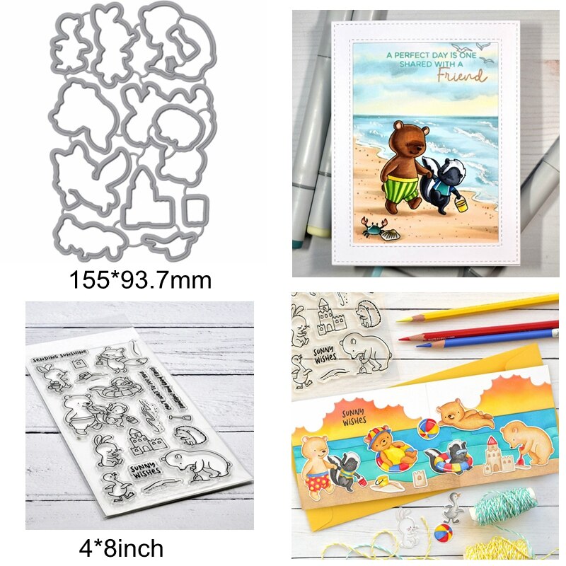 Troqueles de corte de Metal para manualidades, letras del alfabeto elfo, oso, árbol de invierno, Feliz Navidad, Matc, sellos de silicona transparentes,: 2