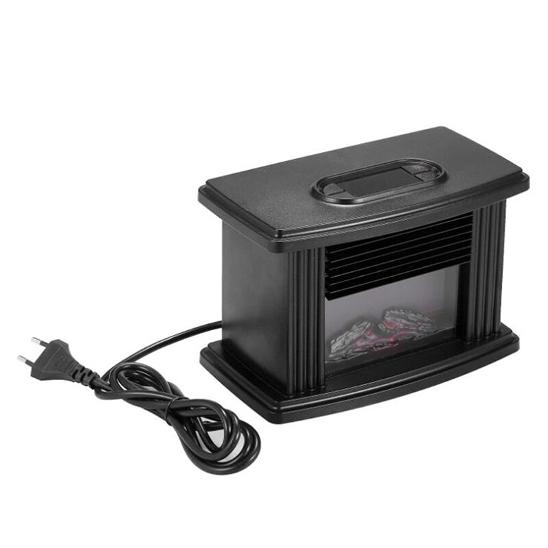 1000W EU Plug Electric Fireplace Indoor Home Living Room Bedroom Flame Heater Minitype Bench Top Fan With Remote Control