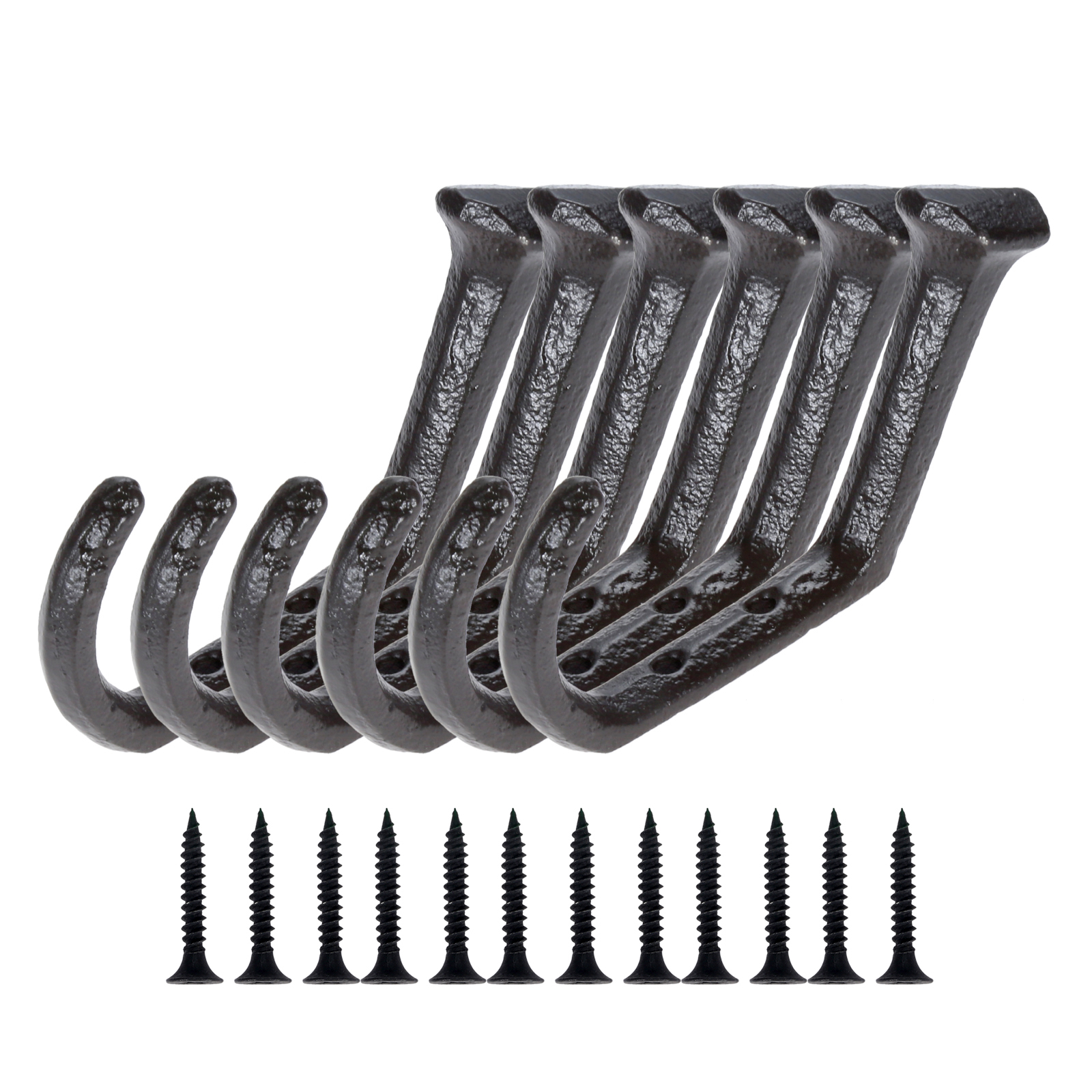 4/6/8/10Set Gietijzeren Haken Muur Schroeven Zware Stevige Rustieke Handgrepen 35 Lbs houder 112X61Mm Jas Handdoek Hanger Hardware: 6pcs