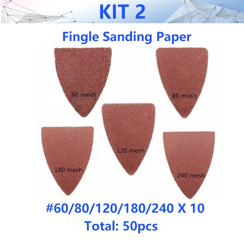 NEWONE Finger – papier de ponçage triangulaire, grain 60/80/120/180/240, pour outil oscillant, polissage, meulage: kit2 50pcs