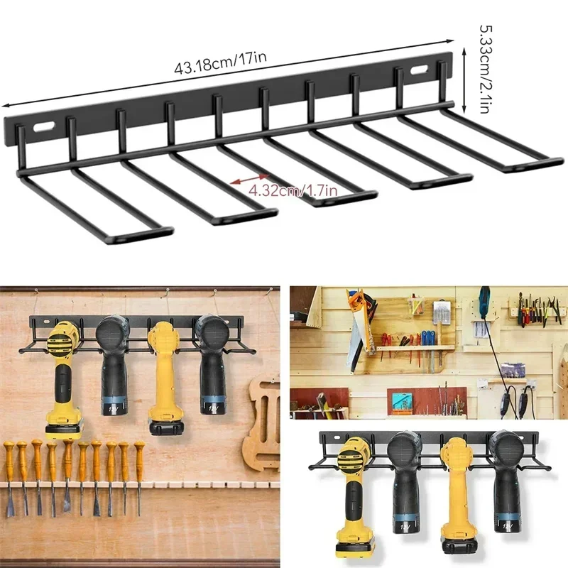 1pc Wall-mounted Utility Rack Power Tool Organizer Heavy Duty Metal Tool Shelf Drill Wall Mounted Storage Rack Tool Storage Orga