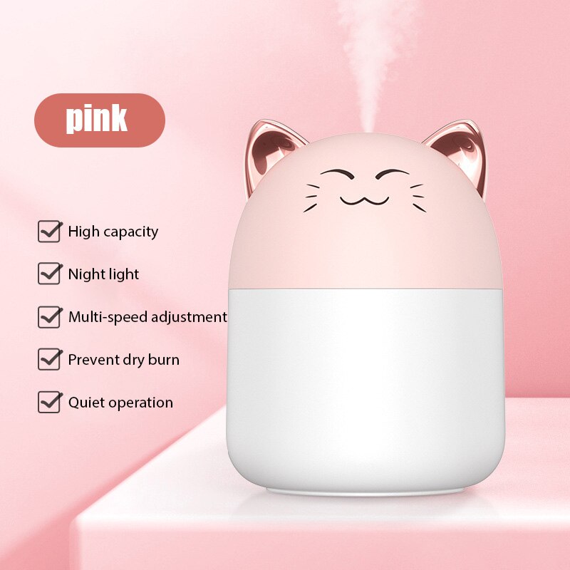 Humidificador de aire con forma de Tigre, difusor de aceites aromáticos ultrasónico para mascotas bonitas, lámpara LED de Color romántico, USB, 300ML: 006