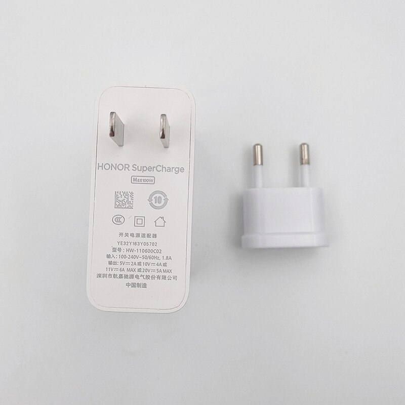100W Super Fast Charger 6A Type C Cable For Honor Magic3 4 pro 50 60SE Huawei Nova8 9 Mate40 Phone MagicBook Pro 14 15 16 Tablet: EU charger only
