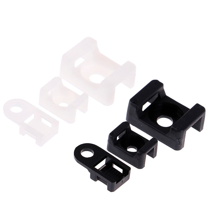 100pcs White Black Cable Tie Mount Wire Buddle Saddle Type Plastic Holder