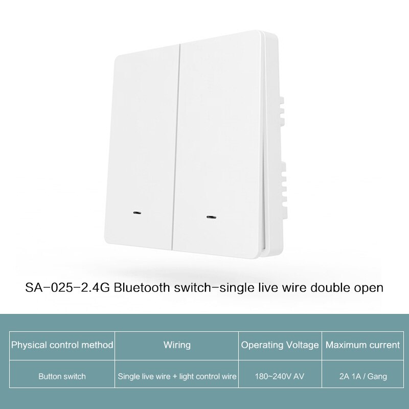 2.4G 1/2/3 Gang Smart Wall Switch Single Live Wire No-Neutral Line Smart Touch Switch Bluetooth Protocol EWeLink APP Control: Mechanical 2 open